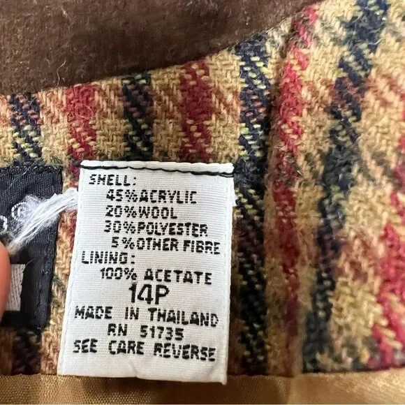 Sag Harbor houndstooth blazer with velvet trim size 14P - Picture 10 of 11